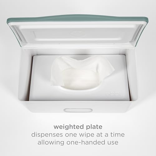 Ubbi Baby Wipes Dispenser with Weighted Plate and Secure Seal, Nursery and Baby Registry Essential to Keep Wipes Fresh, Open Water - color: Open Water Wipes Dispenser