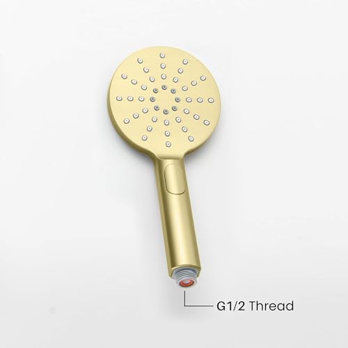 Circular 3 Settings ABS Handheld Shower Head, Multi-Function Showerhead with 3 Spray Modes, Ergonomic Design, Water-Efficient, Easy Install for Bathroom Showers, Brushed Gold Finish