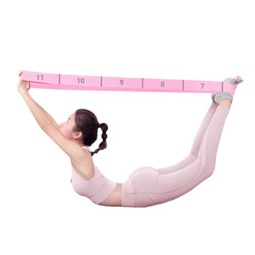 2-Pack Yoga Straps with 11 Loops - Adjustable Elastic Stretching Bands for Pilates, Dance, Ballet Gymnastics & Physical Therapy, Multifunctional Flexibility Exercise Equipment - color: Pink+Gray
