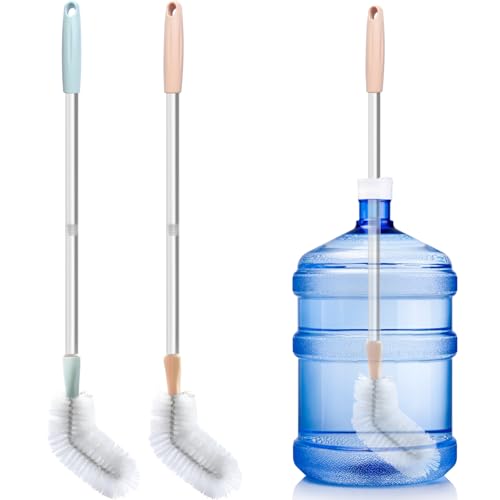 Water Bottle Cleaning Brush, 2 Pack 28inch Bendable Water Bottle Brush Long Nylon Bristles with Stainless Steel Handle for 3 Gallon and 5 Gallon Water Bucket