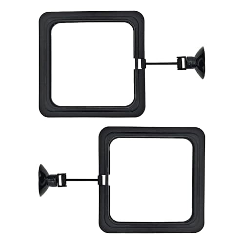 2Pcs Fish Feeding Rings Black Square Floating Food Feeder Circle with Suction Cup for Fishes Tank Aquarium Turtle Betta Goldfish Small Fish Feeding Accessories Floating Plant Duckweed Ring - color: Black, size: Square-2Pcs