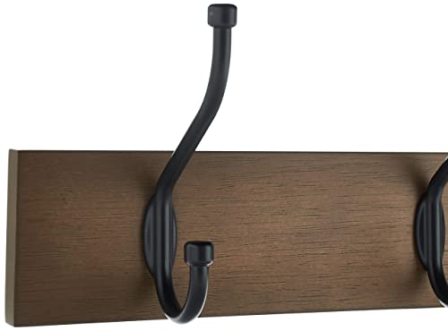 Amazon Basics Rectangular Farmhouse Wall-Mounted Coat Rack for Entryway and Bedroom, Storage Organizer, 5 Hooks, Barnwood | Farmhouse - color: Barnwood, style: Single
