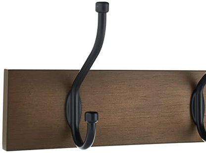 Amazon Basics Rectangular Farmhouse Wall-Mounted Coat Rack for Entryway and Bedroom, Storage Organizer, 5 Hooks, Barnwood | Farmhouse - color: Barnwood, style: Single
