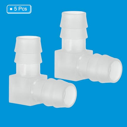 PATIKIL 1/2" Hose Barb 90 Degree Elbow L Fitting, 5 Pack Plastic Equal Barbed Joint Splicer Mender Union Coupler Adapter 1.3 Inch for Gas Liquid Air Line Tubing Pipe