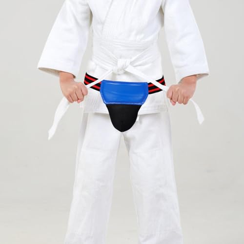 Boxing Groin Guard PU Leather Cup for Men and Kids, Blue
