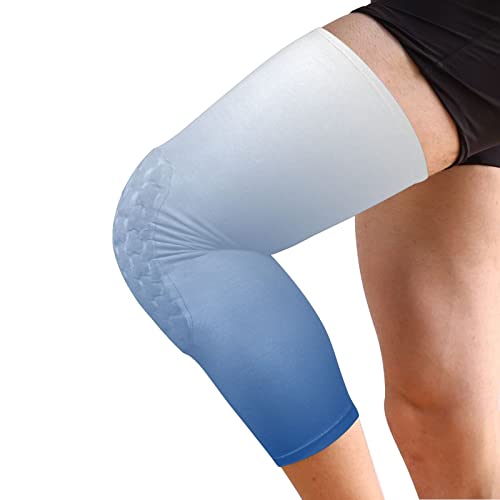 Blue Gradient Sports Knee Pads Youth Volleyball Basketball Knee Pads Long Leg Sleeves Braces Compression Wrestling Knee Pads for Boys Girls Football Dance Yoga - color: Blue Gradient