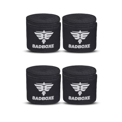 TWISTER FIGHT WEAR Boxing Hand Wraps 180" (4.5 Meter) – Premium Cotton-Polyester Blend with Thumb Loop and Hook & Loop Closure for Boxing, MMA, Muay Thai & Kickboxing - color: Black (2 Pair)