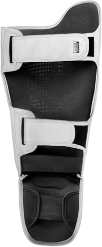 Hayabusa T3 Striking Shinguards - Men and Women | MMA Protection, Muay Thai Kickboxing, Sparring Pads, Martial Arts Gear, Adjustable Straps, Impact Padding, Elastic Fit - color: White/Black, size: Medium