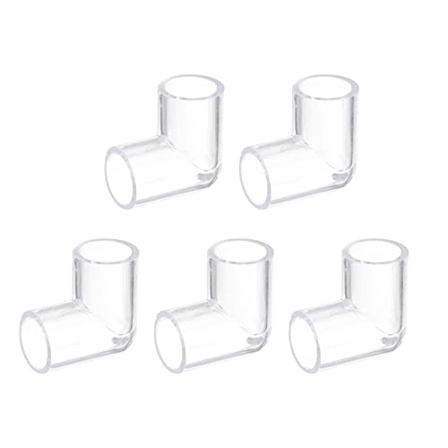 uxcell 5Pcs Clear Elbow Fitting, 16mm/0.63" 2 Way Acrylic Elbow 90 Degree L-Shaped Pipe Fitting Adapter for Connecting Water Pipes