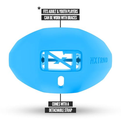 Nxtrnd One Football Mouth Guard, Strap Included, Fits Adult & Youth (Neon Blue) - color: Neon Blue