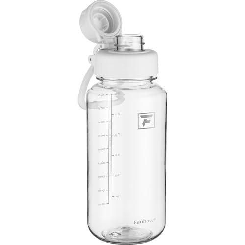 Fanhaw 32 oz Clear BPA-Free Tritan Water Bottle with Fast-Flow Spout Lid, BPA-Free & Leak-Proof Wide-Mouth Reusable Bottle for Gym, School & Office, Back to School Essentials (Clear&White) - color: Clear&White, style: 1 Pack