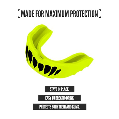 2 Pack Nxtrnd Rush Dual Layer Mouthguard, Custom Fit Sports Mouthpiece for Football, Boxing, MMA, Basketball, Hockey, Lacrosse, Youth & Adult (Neon Yellow) - color: Neon Yellow