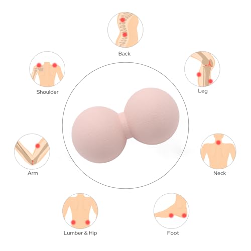 Hard Peanut Massage Ball, Double Ball Peanut Roller, 4.7″×2.4″, Pink - color: Pink