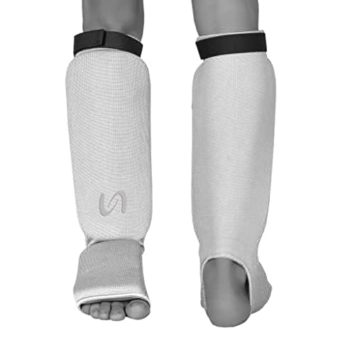 UFG Ultimate - Cloth Shin Instep Guard - Karate MMA Boxing Muay Thai Training Protection - color: White, size: CH
