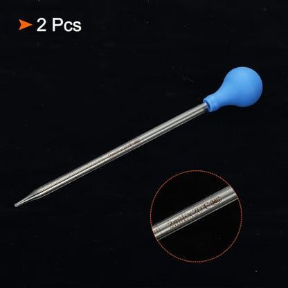 PATIKIL Graduated Dropper Pipettes Kit, 2pcs 2ml Borosilicate Glass Pipette with Rubber Cap for Transfer Liquid for Lab, Chemistry, Clear, 7.9" - size: 2ml