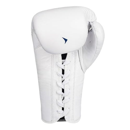 Vali Lancer Leather Lace Up Boxing & MMA Gloves for Pros Sparring - color: White, size: 12OZ