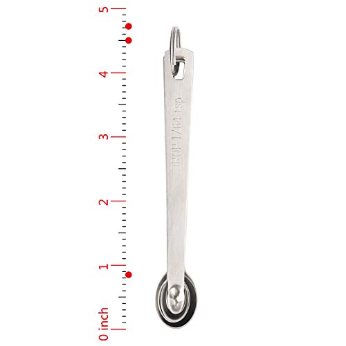New Star Foodservice 42924 Stainless Steel Mini Measuring Spoons Set, 5-Piece Small Metal Measuring Spoon Set for Spices, Baking, Cooking, Dash, Pinch, Smidgen, Drop, Tad, Silver