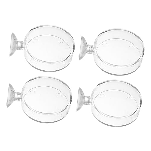 4pcs Transparent Acrylic Fish Feeder Bowl with Cups for Easy Installation Home Aquariums for Fish and Shrimp Feeding and Water Plant Container