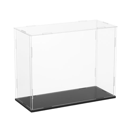 uxcell Acrylic Clear Display Case for Collectibles Self-Assemble Display Boxes, Black Base Dustproof Countertop Storage Box for Collectibles Action Figures, 9.8 x 3.9 x 7.9 Inch - size: 9.8 x 3.9 x 7.9 Inch