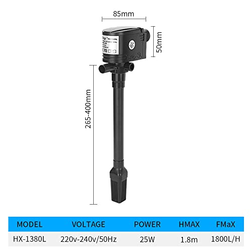 Submersible Sump Pump Three-in-one Aquarium Water Pump 220-240V Aquarium 12W-40W Suction Cup Aerator Aquarium Equipment Oxygen Pump Multifunctional Water Pump Transfer Pump ( Color : HX1380L 25w )