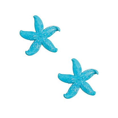 1.7"x1.8" Polyresin Artificial Mini Starfish Decoration for Fish Tank Aquarium Landscape Decoration-2 pcs（Blue