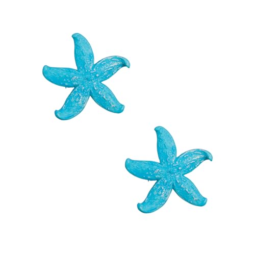 1.7"x1.8" Polyresin Artificial Mini Starfish Decoration for Fish Tank Aquarium Landscape Decoration-2 pcs（Blue