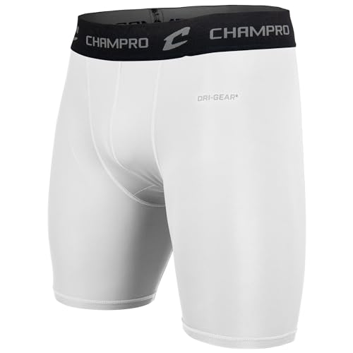 CHAMPRO Youth Polyester/Spandex Lightning Compression Shorts - color: White, size: Small