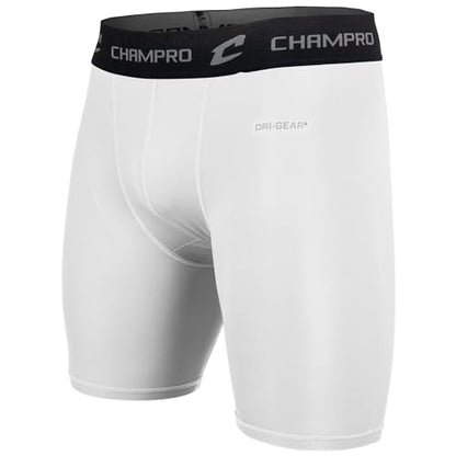 CHAMPRO Youth Polyester/Spandex Lightning Compression Shorts - color: White, size: Medium