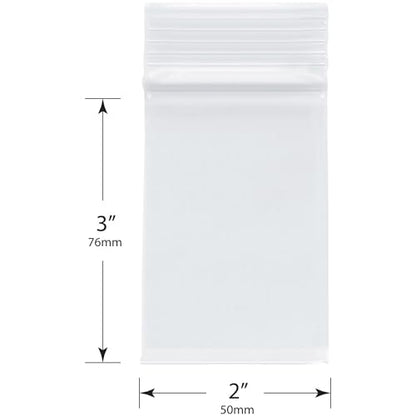 2" x 3" (Case of 1,000), 4 Mil Heavy Duty Plastic Reclosable Zipper Bags