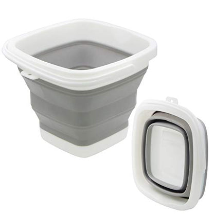 TOSSOW Premium Collapsible Plastic Bucket 10L(2.64 Gallon) Soft Waterpot Mini Square Tub, Bucket Outdoor Fishing, Food Jug, Dog Bowls (Grey) - size: 10L