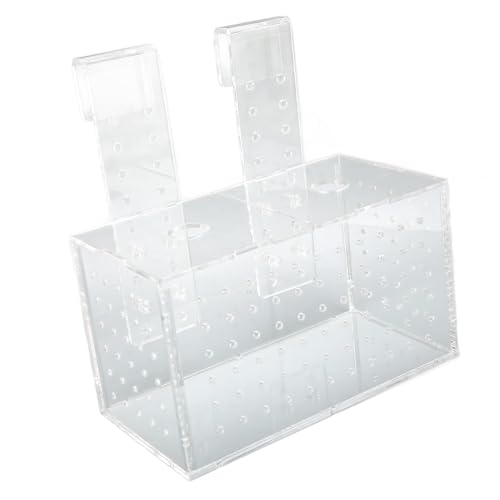 Fish Breeding Isolation Box with Transparent Lid, Acrylic Material, Easy Hook Installation for Fish Tank, Protect Newborn Fish, Improve Survival Rate (17 * 9 * 10CM)