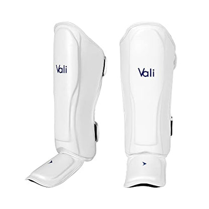 Lancer Leather Shin Guards Instep for Muay Thai - color: White, size: Large-X-Large