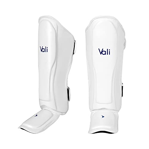 Lancer Leather Shin Guards Instep for Muay Thai - color: White, size: Large-X-Large