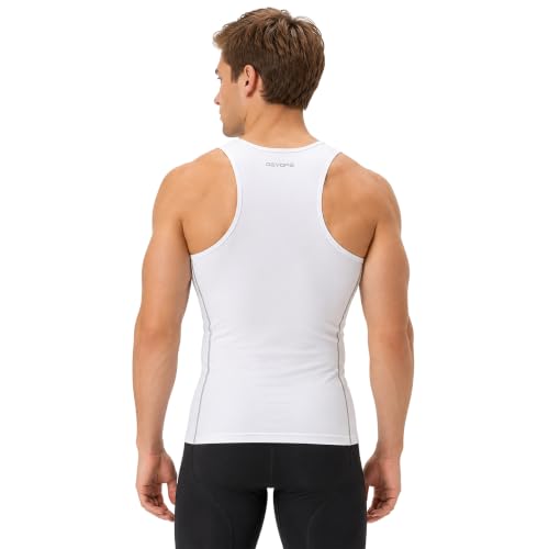 DEVOPS 3 Pack Men's Muscle Dry Fit Compression Tank Top Sleeveless Shirt - color: White / White / White(gray-stitch), size: Large