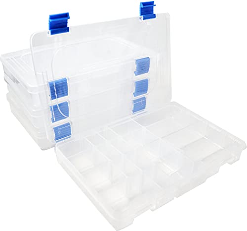 Medium Plastic Fishing Tackle Box Storage Organizer Box 3600 with Adjustable dividers Tackle Tray Parts Crafts Case 4 Pack