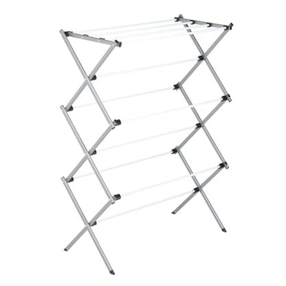 Honey-Can-Do Deluxe Metal Collapsible Clothes Drying Rack, 50 lbs, 29" x 14.2" x 42.1", White & Grey