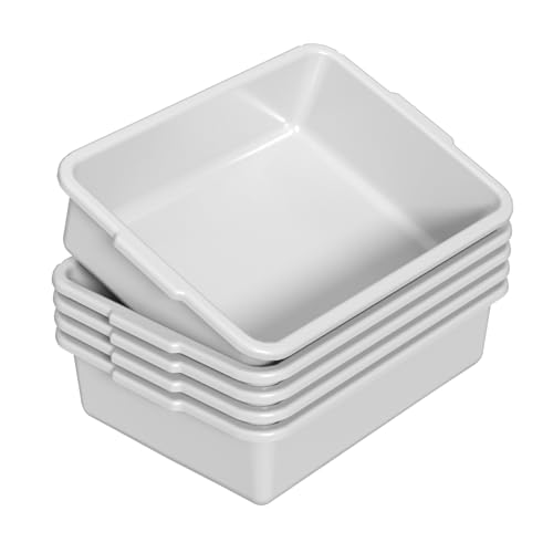 8 L Plastic Bus Tubs, Commercial Bus Tub Tote Box, Light Gray, 5 Packs - size: 8 L