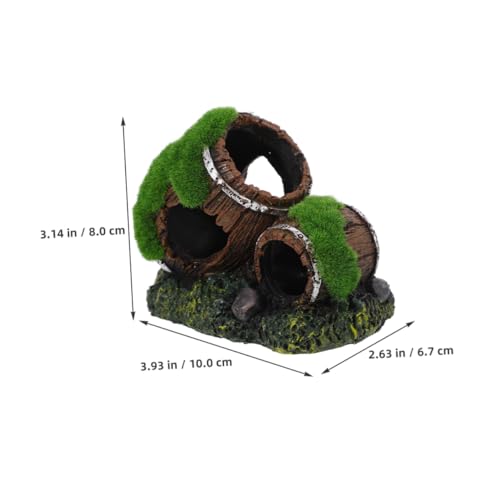 TOYANDONA Resin Barrel Fish Tank Decor Realistic Aquarium Hideout for Betta Shrimp Cichlids Durable Prop for Natural Layout Sturdy Fish Cave Rustic Style