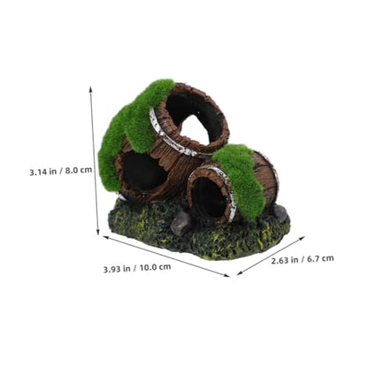 TOYANDONA Resin Barrel Fish Tank Decor Realistic Aquarium Hideout for Betta Shrimp Cichlids Durable Prop for Natural Layout Sturdy Fish Cave Rustic Style