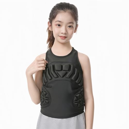 Topeter Kids Chest Protector Vest with Rib Guards for Boys & Girls, Youth Padded Compression Shirt for Football, Baseball - size: X-Large, style: Black