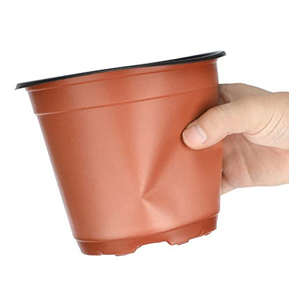 KINGLAKE 100 Pcs 6" Plastic Plants Nursery Pot/Pots Seedlings Flower Plant Container Seed Starting Pots - color: Red, size: 6 Inch