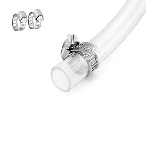 Clear Vinyl Tubing - 5/8" ID 13/16" OD, 10 Ft, 60PSI, BPA Free, Reinforced, 2 Screw Clamps - size: 5/8'', style: 10 feet
