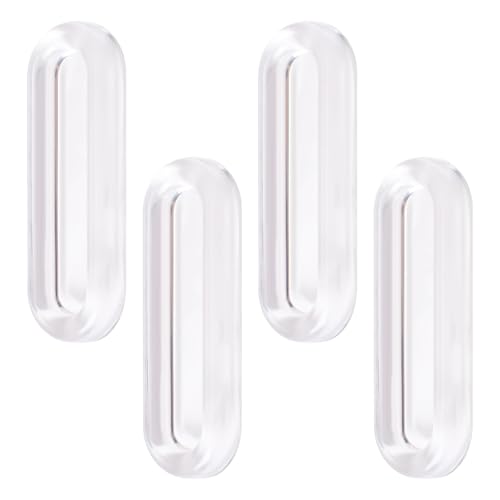 MOROBOR Clear PU Self-Adhesive Pulls, 4 Pcs Recessed Finger Pulls Oval Sliding Door Handles Clear Instant Handle for Glass Doors Window Drawer Cabinet - size: 3IN