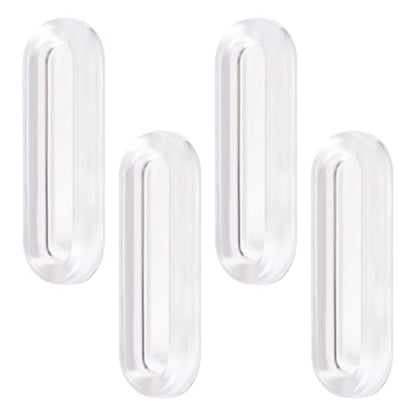 MOROBOR Clear PU Self-Adhesive Pulls, 4 Pcs Recessed Finger Pulls Oval Sliding Door Handles Clear Instant Handle for Glass Doors Window Drawer Cabinet - size: 3IN