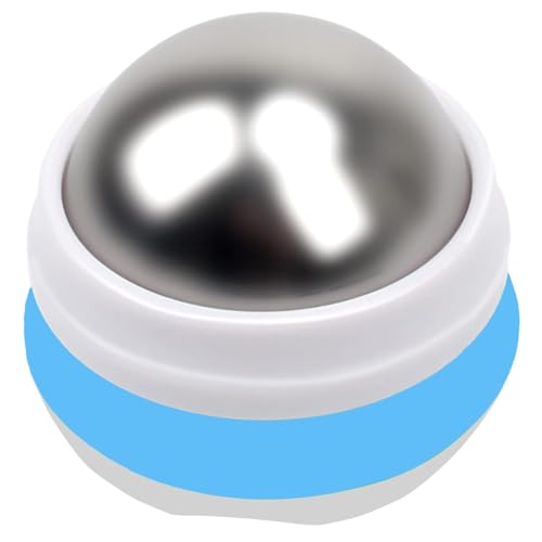 Cold Massage Roller Ball, Stainless Steel Massage Ball for Cold & Heat Therapy Relief, Ice Ball Roller for Muscles Deep Tissue, Free Rolling Removable Gel Ball for Pain Relief - color: White