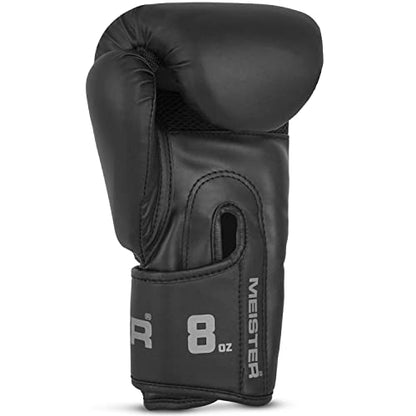 Meister [Critical] Boxing Gloves - Ergonomic High-Density Training Gloves - style: 8 Ounce Gloves - Matte Black