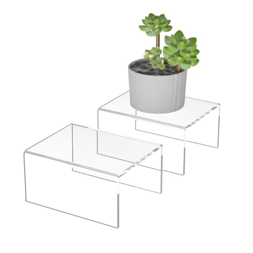 Acrylic Shelf Riser 6x4.7x3 pack of 2, Desktop Rectangular Acrylic Tray Pedestal Stand for Home Décor, Figures, Manga or Other Collectibles, 6x4.7x3 Inch - size: 6x4.7x3 Inch