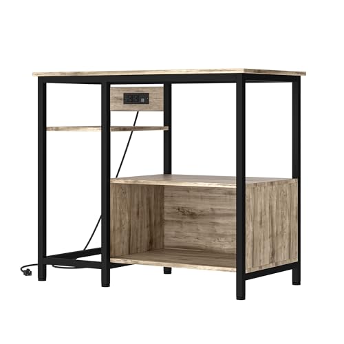 Garvee 40-50 Gallon Fish Tank Stand with Power Outlets, Heavy Duty Metal and Wood Aquarium Stand with 4-Tier Open Storage Shelves and Sturdy Legs - color: Gray, size: 36.6
