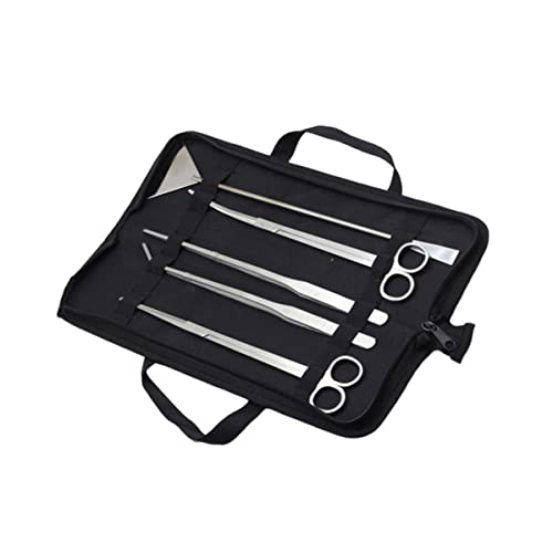 Toddmomy 5pc Set Aquarium Stainless Steel Scissor Tweezer Scraper Plant Maintenance Tools for Freshwater Saltwater Tanks