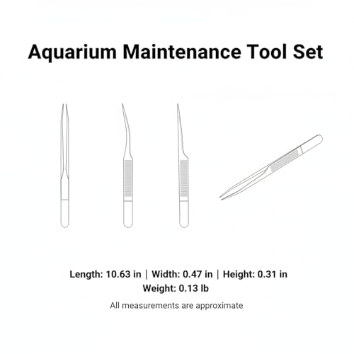 Aquarium Maintenance Tool Set - 430 Stainless Steel Long Reach Scissors, Tweezers & Sand Shovel for Fish Tanks
